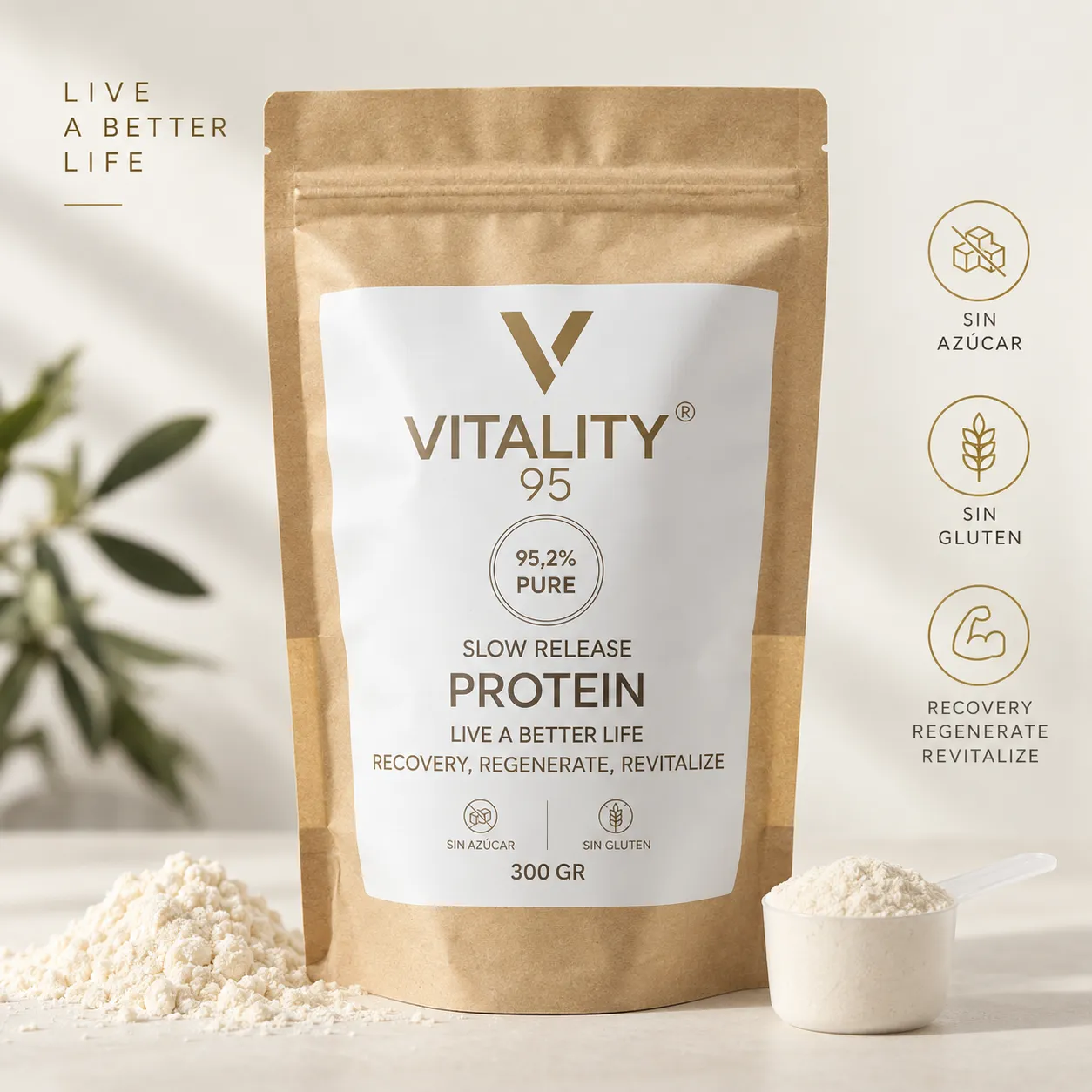 PURA PROTEINA SIN AZUCAR Y SIN GLUTEN VITALITY 95 PROTEIN